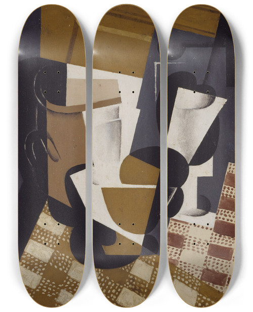 Triptych art skateboard deck of Juan Gris Wine Jug And Glass by Juan Gris (1887-1927)