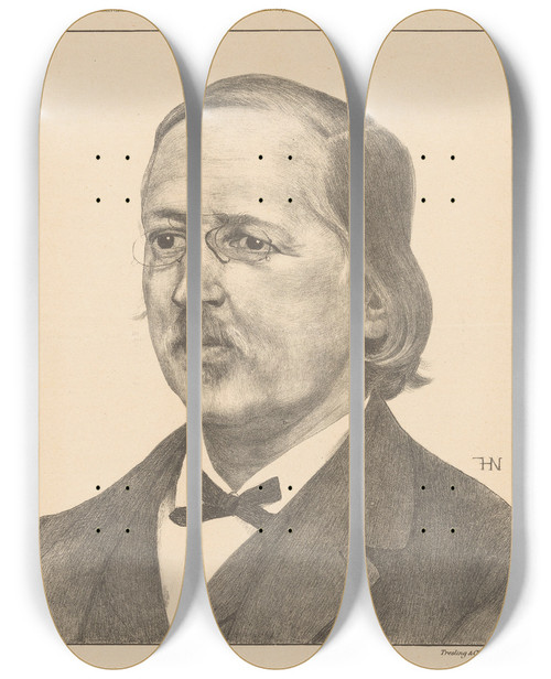 Triptych art skateboard deck of Ferdinand Hart Nibbrig Portret Van Hendrick Peter Godfried Quack by Ferdinand Hart Nibbrig (1866-1915)