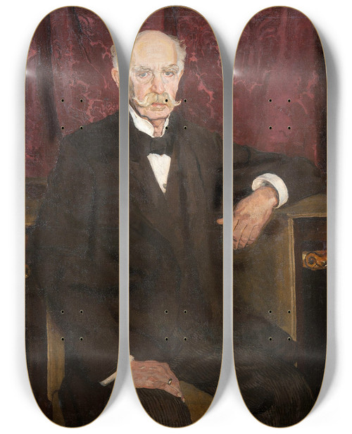Triptych art skateboard deck of Jzef Mehoffer Portrait Of Maksymilian Ehrenpreis by Jozef Mehoffer (1869-1946)