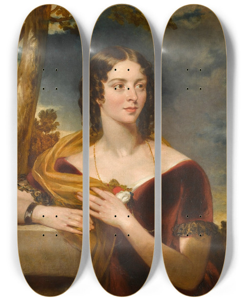 Triptych art skateboard deck of John Wood Portrait Of The Artists Sister Elizabeth Wood B 1808 by John Wood (1801-1870)