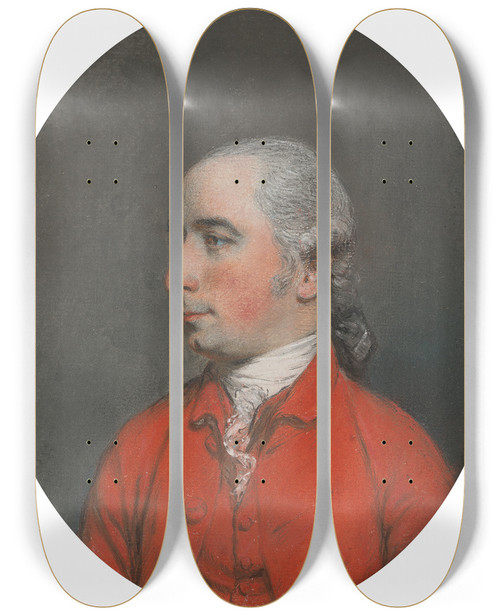 Triptych art skateboard deck of Hugh Douglas Hamilton Portrait Of A Gentleman_2 by Hugh Douglas Hamilton (1739-1808)