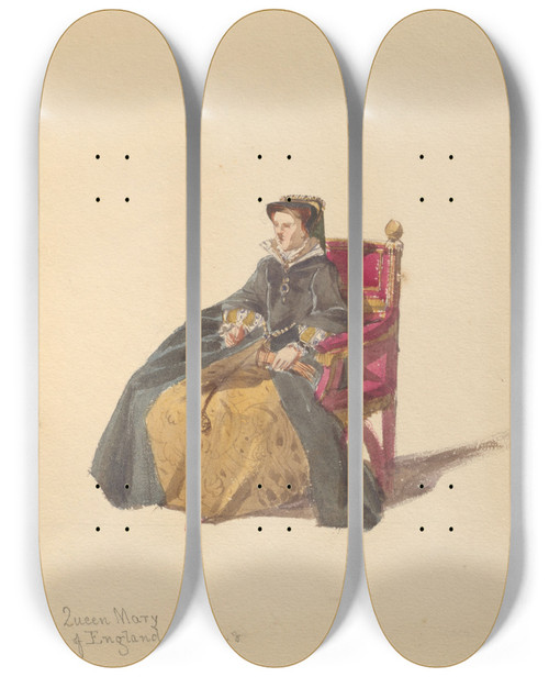 Triptych art skateboard deck of John Richard Coke Smyth Sketches Of Costume Pl111 by John Richard Coke Smyth (1808-1882)