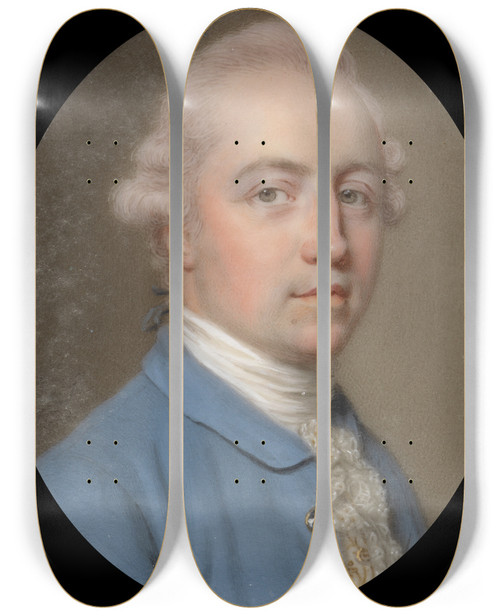 Triptych art skateboard deck of John Smart Portrait Of A Gentleman by John Smart (1741-1811)