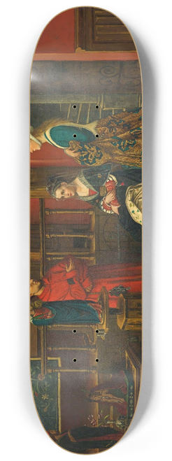 Albert Frans Lieven De Vriendt - Queen with lady in waiting 8.25 inch art skate deck