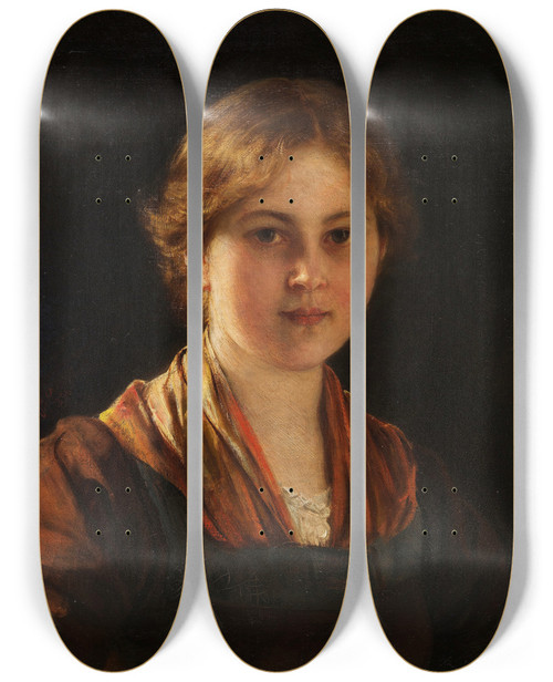 Triptych art skateboard deck of Franz Von Defregger Miedl by Franz Von Defregger (1835-1921)