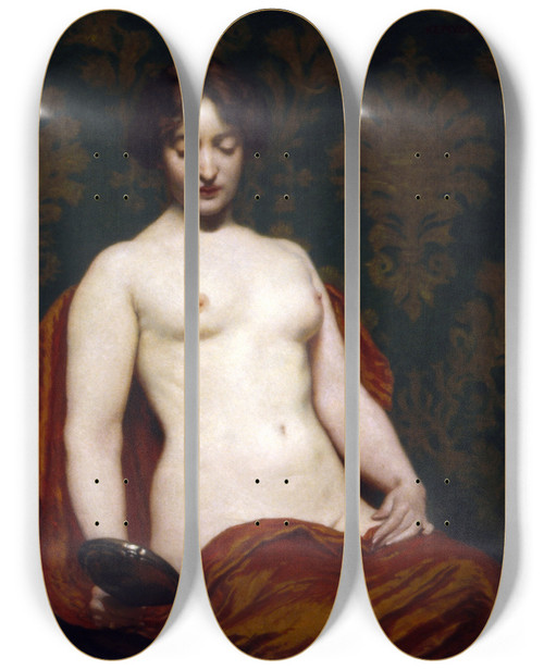 Triptych art skateboard deck of Kenyon Cox The Silver Hand Glass by Kenyon Cox (1856-1919)