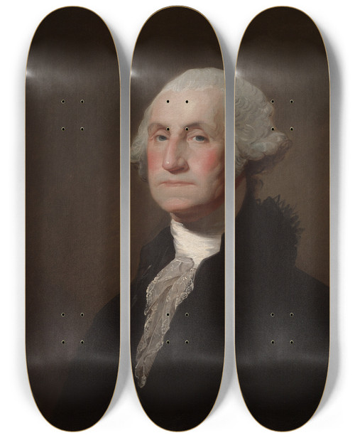 Triptych art skateboard deck of Gilbert Stuart George Washington_4 by Gilbert Stuart (1755-1828)