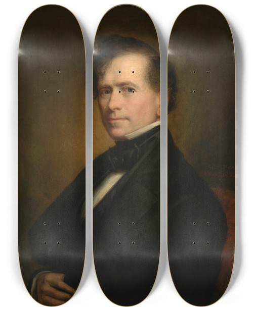 Triptych art skateboard deck of George Peter Alexander Healy Franklin Pierce_3 by George Peter Alexander Healy (1813-1894)