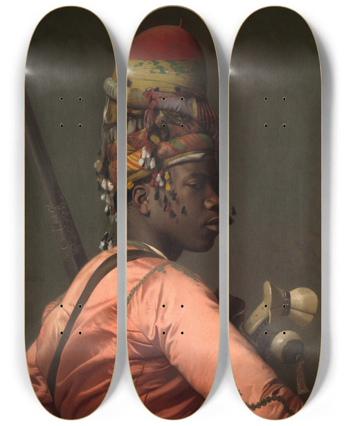 Triptych art skateboard deck of Jeanlon Grme Bashibazouk_1 by Jean-Lon Grme (1824-1904)