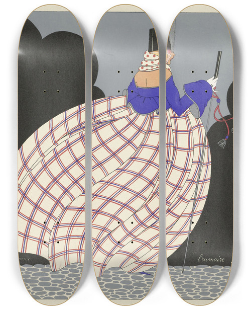 Triptych art skateboard deck of Marthe Romme Les Douze Mois De Lanne Brumaire by Marthe Romme (19-20-)