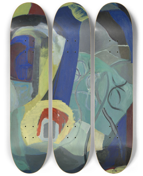 Triptych art skateboard deck of Ragnhild Kaarb Fragment by Ragnhild Kaarbo (1889-1949)