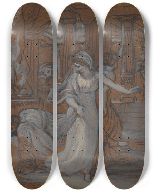 Triptych art skateboard deck of Robert Smirke One From Illustrations To Shakespeare_16 by Robert Smirke (1752-1845)