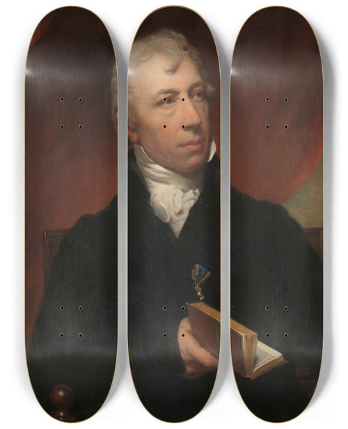 Triptych art skateboard deck of Charles Howard Hodges Portrait Of Cornelis Apostool First Director Of The Rijksmuseum by Charles Howard Hodges (1764-1837)