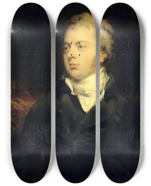 Triptych art skateboard deck of Sir Thomas Lawrence Willem Ferdinand Mogge Muilman President Of The Bank Of The Netherlands by Sir Thomas Lawrence (1769-1830)