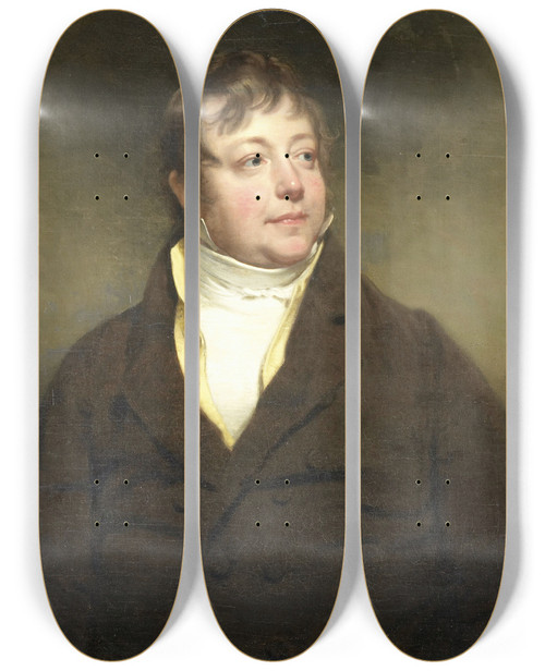Triptych art skateboard deck of Charles Howard Hodges Portrait Of A Man Perhaps Jw Beynen by Charles Howard Hodges (1764-1837)