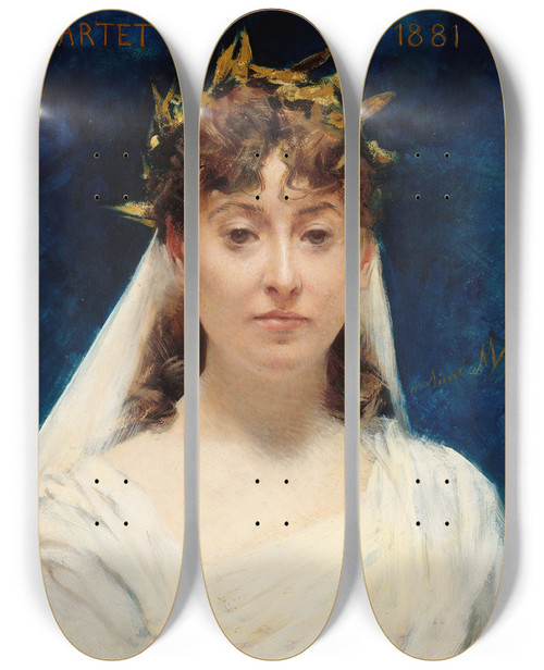Triptych art skateboard deck of Aim Morot Julia Bartet 18541941 Socitaire De La Comdiefranaise by Aime Morot (1850-1913)