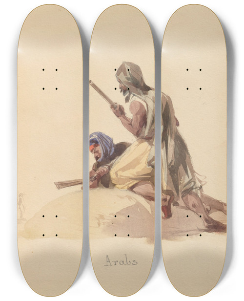 Triptych art skateboard deck of John Richard Coke Smyth Sketches Of Costume Pl039 by John Richard Coke Smyth (1808-1882)