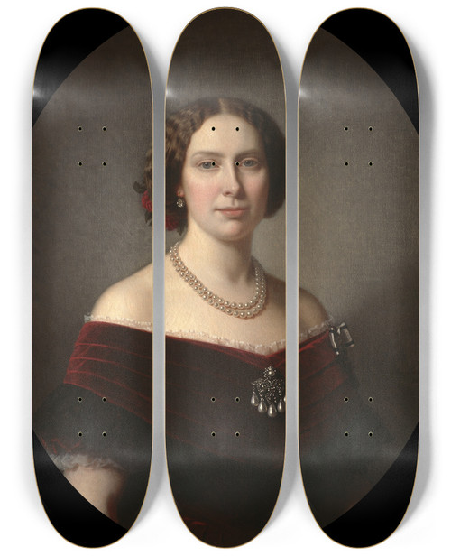 Triptych art skateboard deck of Amalia Lindegren Lovisa 18281871 Princess Of The Netherlands Queen Of Sweden And Norway by Amalia Lindegren (1814-1891)