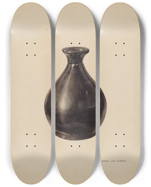 Triptych art skateboard deck of Francis Law Durand Flower Vase by Francis Law Durand (1935)