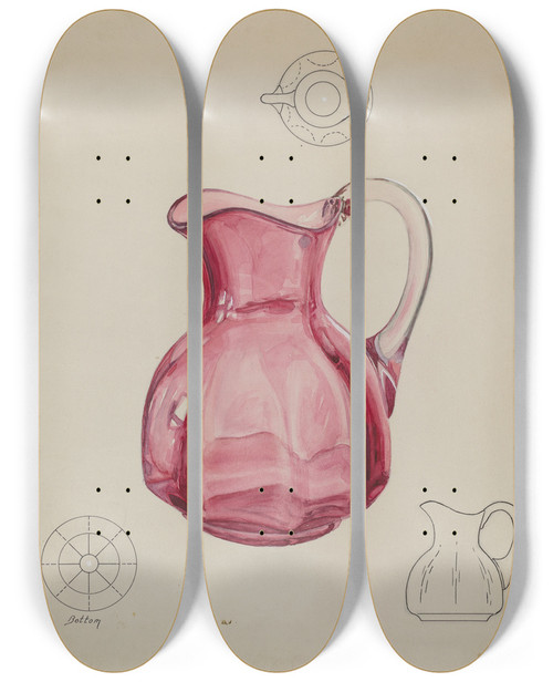 Triptych art skateboard deck of Ralph Atkinson Ruby Pitcher_2 by Ralph Atkinson (20-)