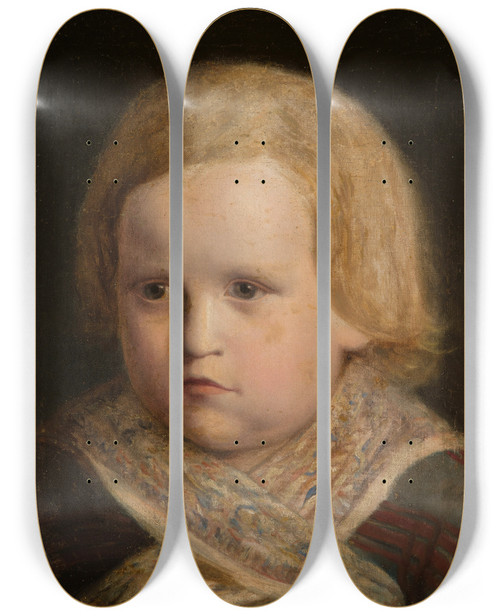 Triptych art skateboard deck of Jan Matejko Portrait Of A Little Boy by Jan Matejko (1838-1893)