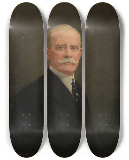 Triptych art skateboard deck of J Phillip Schmand John Henry Patterson by James Phillip Schmand