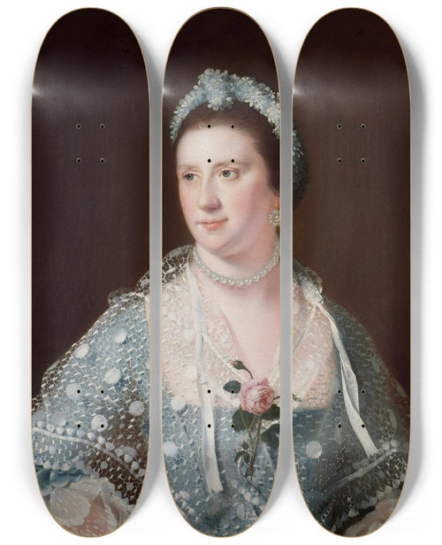 Triptych art skateboard deck of Joseph Wright Of Derby Portrait Of The Hon Mrs Boyle by Joseph Wright Of Derby (1734-1797)