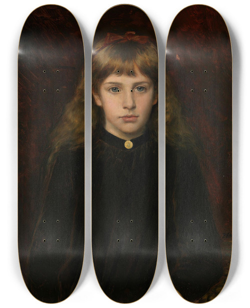 Triptych art skateboard deck of Peter Nicolai Arbo Portrait Of Dagny Kir by Peter Nicolai Arbo (1831-1892)