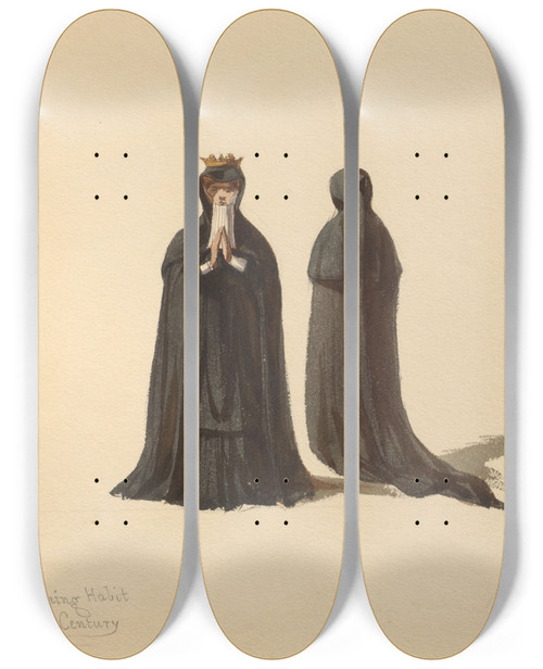 Triptych art skateboard deck of John Richard Coke Smyth Sketches Of Costume Pl109 by John Richard Coke Smyth (1808-1882)