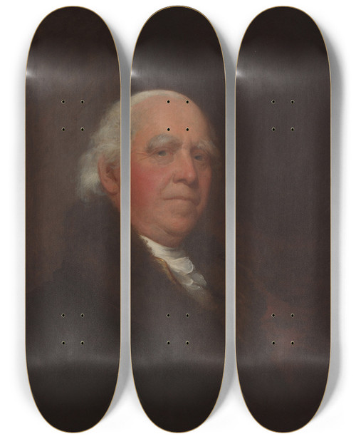 Triptych art skateboard deck of Gilbert Stuart Judge Stephen Jones by Gilbert Stuart (1755-1828)