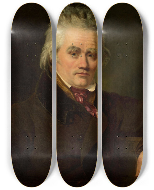 Triptych art skateboard deck of Ramsay Richard Reinagle Portrait Of Tadeusz Kociuszko by Ramsay Richard Reinagle (1775-1862)