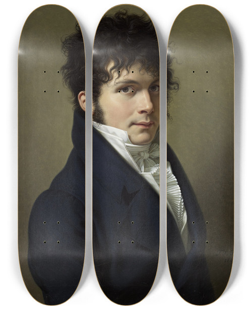 Triptych art skateboard deck of Francois Xavier Fabre Portrait Of A Man by Francois Xavier Fabre (1766-1837)