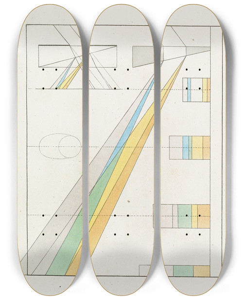 Triptych art skateboard deck of Johann Wolfgang Von Goethe Zur Farbenlehre Pl06 by Johann Wolfgang Von Goethe (1749-1832)
