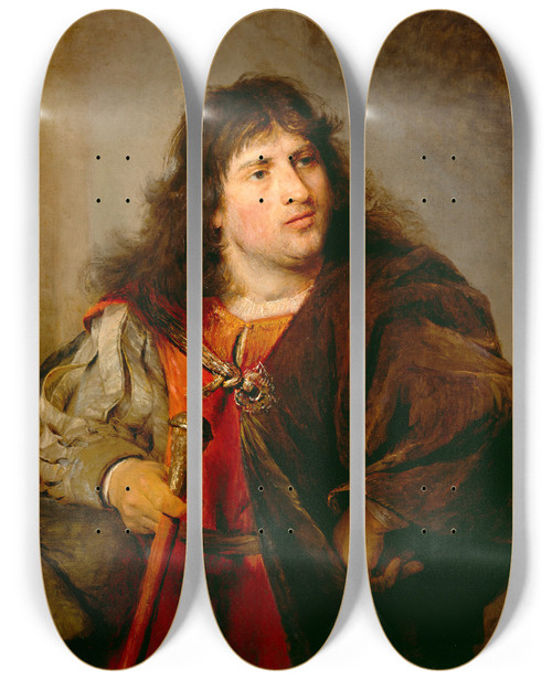 Triptych art skateboard deck of Aert De Gelder Portrait Of A Man by Aert de Gelder (1645-1727)