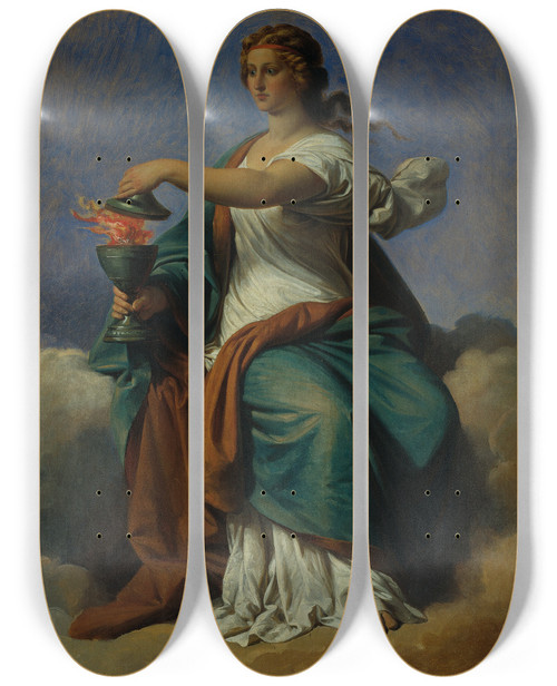 Triptych art skateboard deck of Karl Von Blaas Allegorie Der Selbstbeherrschung Migungr by Karl Von Blaas (1815-1894)