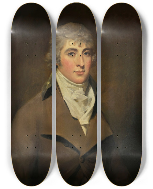 Triptych art skateboard deck of Sir Henry Raeburn Portrait Of James Hepburn by Sir Henry Raeburn (1756-1823)