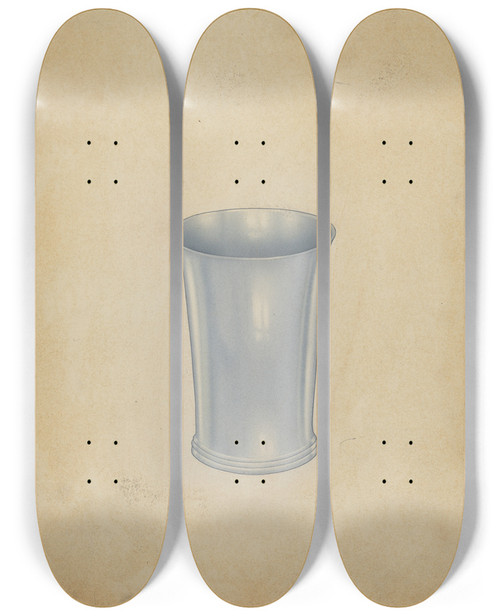 Triptych art skateboard deck of Harry Goodman Silver Beaker by Harry Goodman