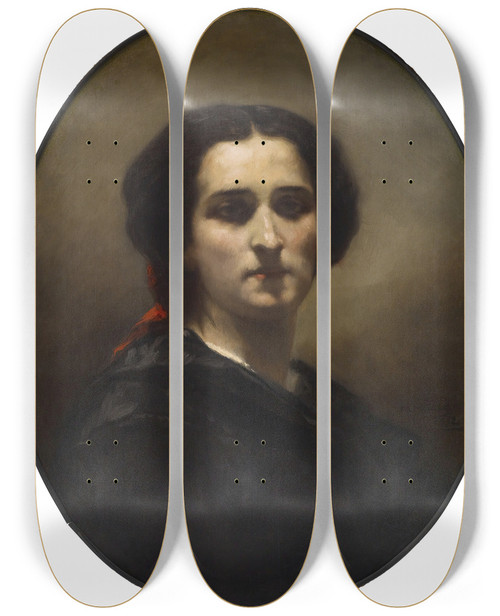 Triptych art skateboard deck of Charles Louis Mller A Portrait by Charles Louis Muller (1815-1892)