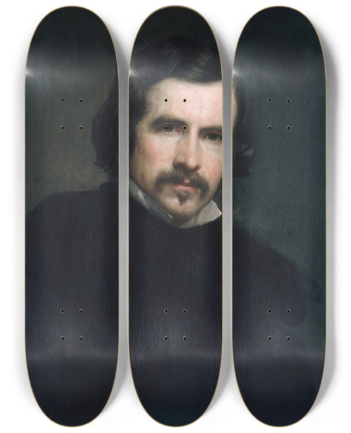 Triptych art skateboard deck of George Peter Alexander Healy Portrait Of The Artist by George Peter Alexander Healy (1813-1894)