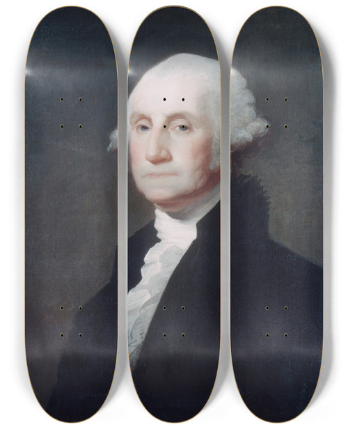 Triptych art skateboard deck of Gilbert Stuart George Washington_3 by Gilbert Stuart (1755-1828)
