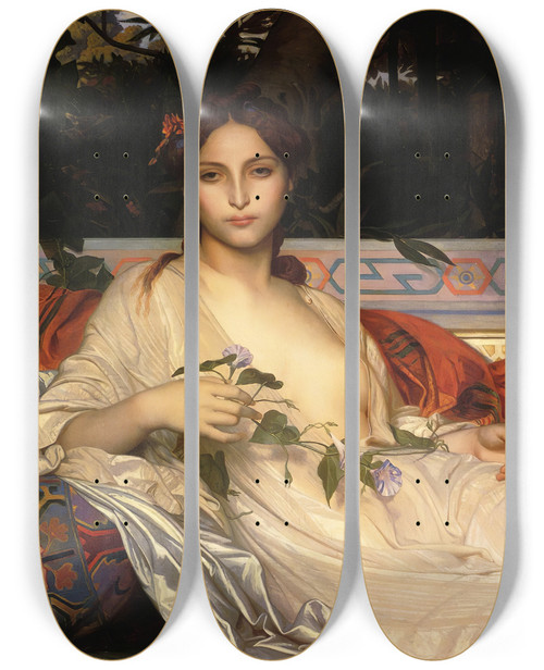 Triptych art skateboard deck of Alexandre Cabanel Albayde by Alexandre Cabanel (1823-1889)