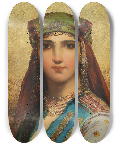 Triptych art skateboard deck of Hans Zatzka Fellah by Hans Zatzka (1859-1945)