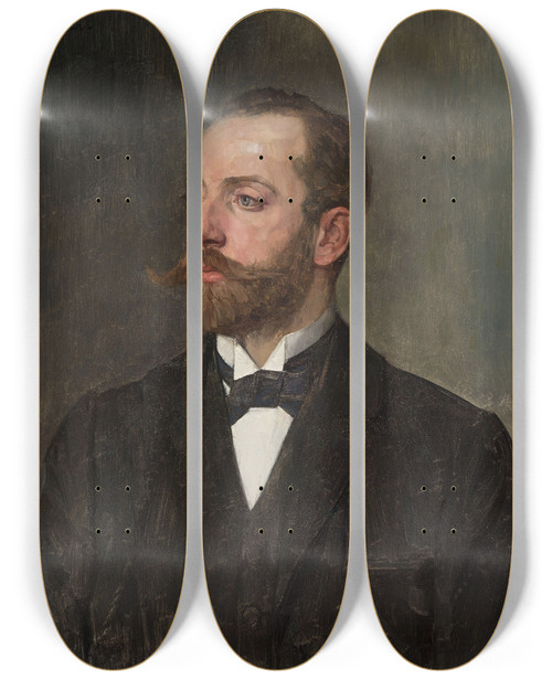 Triptych art skateboard deck of Wilhelm Trbner Portrait Of A Man by Wilhelm Trubner (1851-1917)