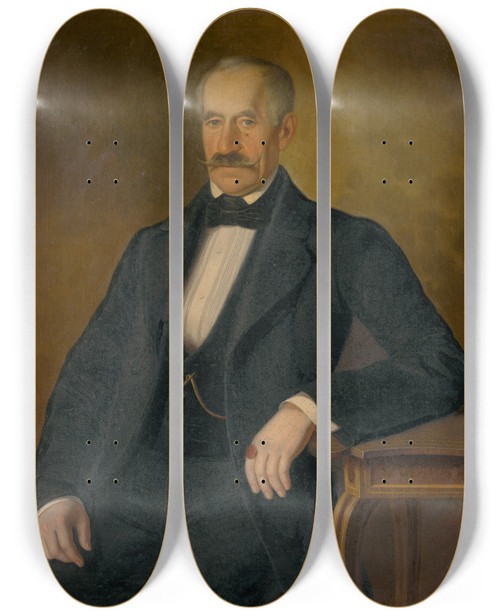 Triptych art skateboard deck of Peter Michal Boh Portrait Of Mric Zmekal by Peter Michal Bohun (1822-1879)
