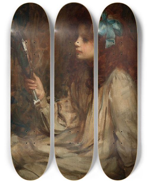 Triptych art skateboard deck of William Loudan If No One Ever Marries Me by William Loudan (1868-1925)