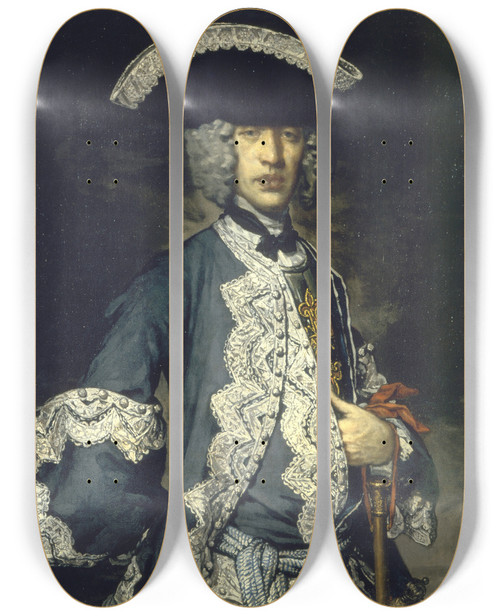 Triptych art skateboard deck of Vittore Ghislandi Portrait Of A Knight Of The Costantinian Order by Vittore Ghislandi (1655-1743)