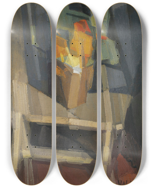 Triptych art skateboard deck of Georges Valmier Nature Morte Sur Une Table by Georges Valmier (1885-1937)
