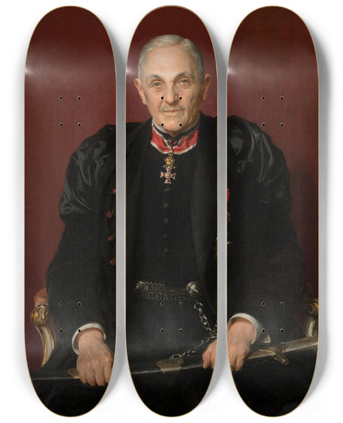 Triptych art skateboard deck of Kazimierz Pochwalski Portrait Of Dawid Abrahamowicz by Kazimierz Pochwalski (1855-1940)