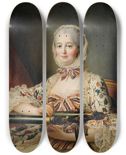 Triptych art skateboard deck of Franoishubert Drouais Portrait Of Madam De Pompadour by Francois Hubert Drouais (1727-1775)