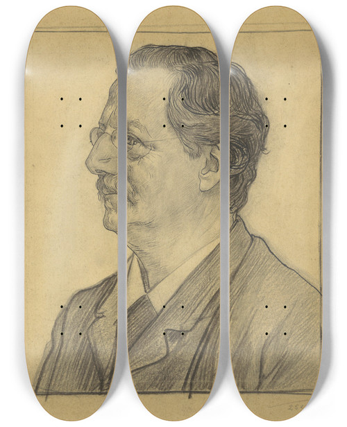 Triptych art skateboard deck of Jan Veth Portret Van Charles Boissevain by Jan Veth (1864-1925)
